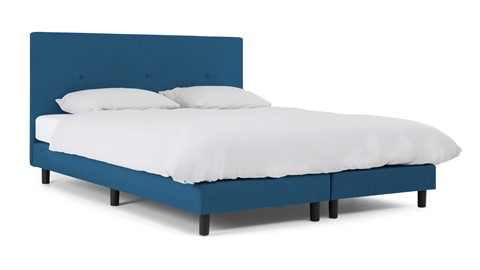 Boxspring Illinois vlak met Bridge matras 2-persoons, blauw