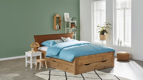 Oppositie Fruit groente Regelmatig Bed Space met lederlook hoofdbord en opbergladen | Beddenreus