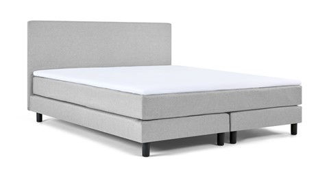 Boxspring California vlak met gestoffeerd matras 2-persoons, lichtgrijs