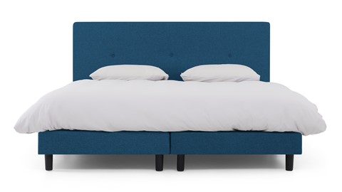 Boxspring Illinois vlak met Bridge matras 2-persoons, blauw