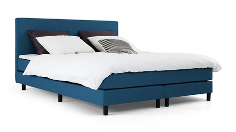 Boxspring California vlak met gestoffeerd matras 2-persoons, blauw